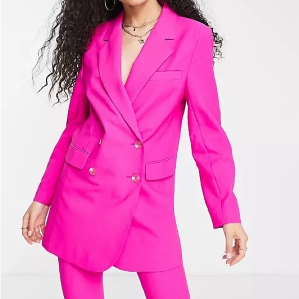 ASYOU double breasted longline blazer/dress in pink. Size 2